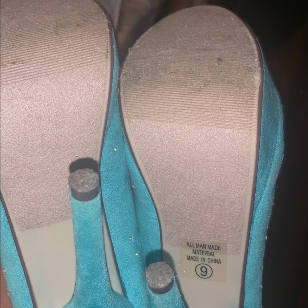 Teal Colored Rhinestone Heels - Picture 4 of 4